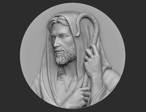 jésus berger médaillon christ dieu religieux statue bijoux soulagement portrait art sculptures 3d print model - Mito3D