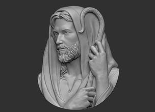 jésus berger pendentif christ dieu soulagement médaillon bijoux portrait religieux sculpture art sculptures 3d print model - Mito3D