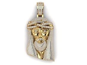 jesus head 3d pendant jewelry jesu jessu christian jessica charm cad gold rhino zbrush matrix print pendants saint 3d print model - Mito3D