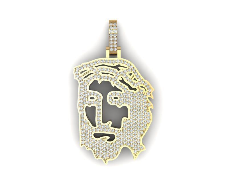 jesus head flat pendant jewelry jessu jesu charm gold jessus 3d matrix rhino print pendants christ 3D print model - Mito3D
