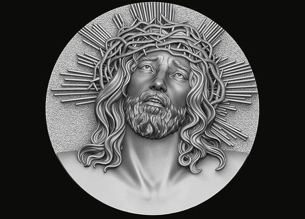Jesus cabeça pingente medalhão alívio retrato Cristo Deus religioso jóias escultura Cruz católico arte esculturas pingentes joalheria estátua religiou objeto 3d print model - Mito3D