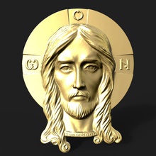 jesus head pendant christ god cathlic cross nazareth christian christmas jewelry jewellery medallion bas relief cnc sculpture printable carving zbrush pendants 3d print model - Mito3D