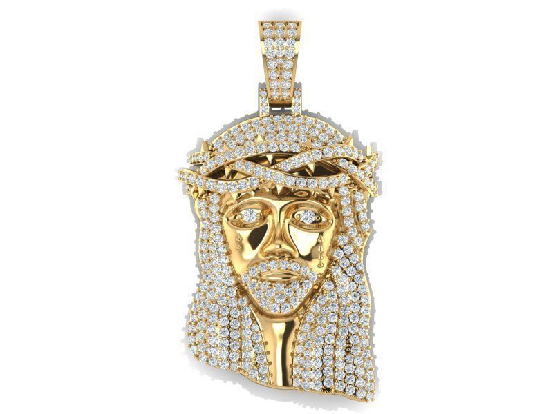 jesus head pendant jewelry jesu jessu jessica saint charm matrix zbrush rhino gold print 3d cad pendants 3D print model - Mito3D