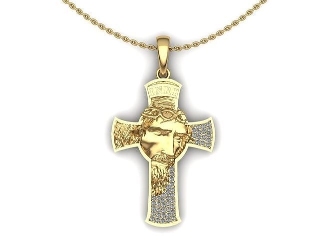 Jesus Kopf Anhänger Schmuck Gold Silber Christian religiös druckbar orthodox Linderung katholisch Kirche Kunst 3D print model - Mito3D