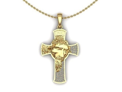 Jesus Kopf Anhänger Schmuck Gold Silber Christian religiös druckbar orthodox Linderung katholisch Kirche Kunst 3d print model - Mito3D
