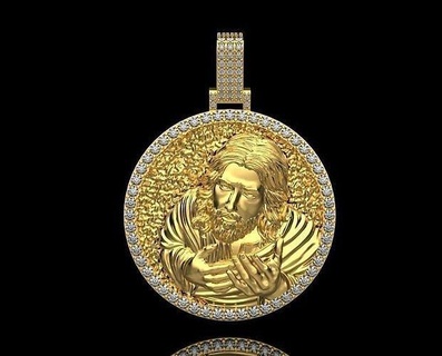 Jésus tête pendentif or richesse bijoux argent imprimable bijou blanc anatomie pendentifs 3d print model - Mito3D