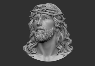 jesus kopf anhänger 2 medaillon linderung porträt christus religiös schmuck skulptur kreuz katholisch kunst skulpturen 3d print model - Mito3D