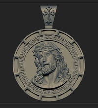isa baş kolye 4 3d yazdır model madalyon rahatlama vesika i̇sa tanrı dini mücevher heykel çapraz katolik sanat heykeller tarandı modeller takı 3d print model - Mito3D