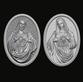 Jésus Marie sacré cœur Dieu catholique église Saint saint pendentif bijoux prier prière portrait jardin Gethsémani art sculptures pendentifs 3d print model - Mito3D