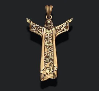 isa kolye takı İsa dindar Yahudi çapraz Hıristiyanlık Tanrı katedral Nasıra Golgota kare din baş kutsal Kutsal Kitap babalar Katoliklik güvercin dikenler 3d print model - Mito3D
