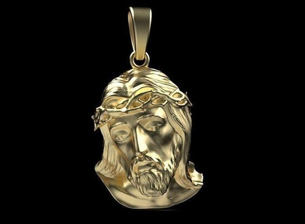 jesus pendant christ gold silver jewel god head relief sculptures medalion religious religion holy cross cad cnc christian catholic jewelry pendants 3d print model - Mito3D