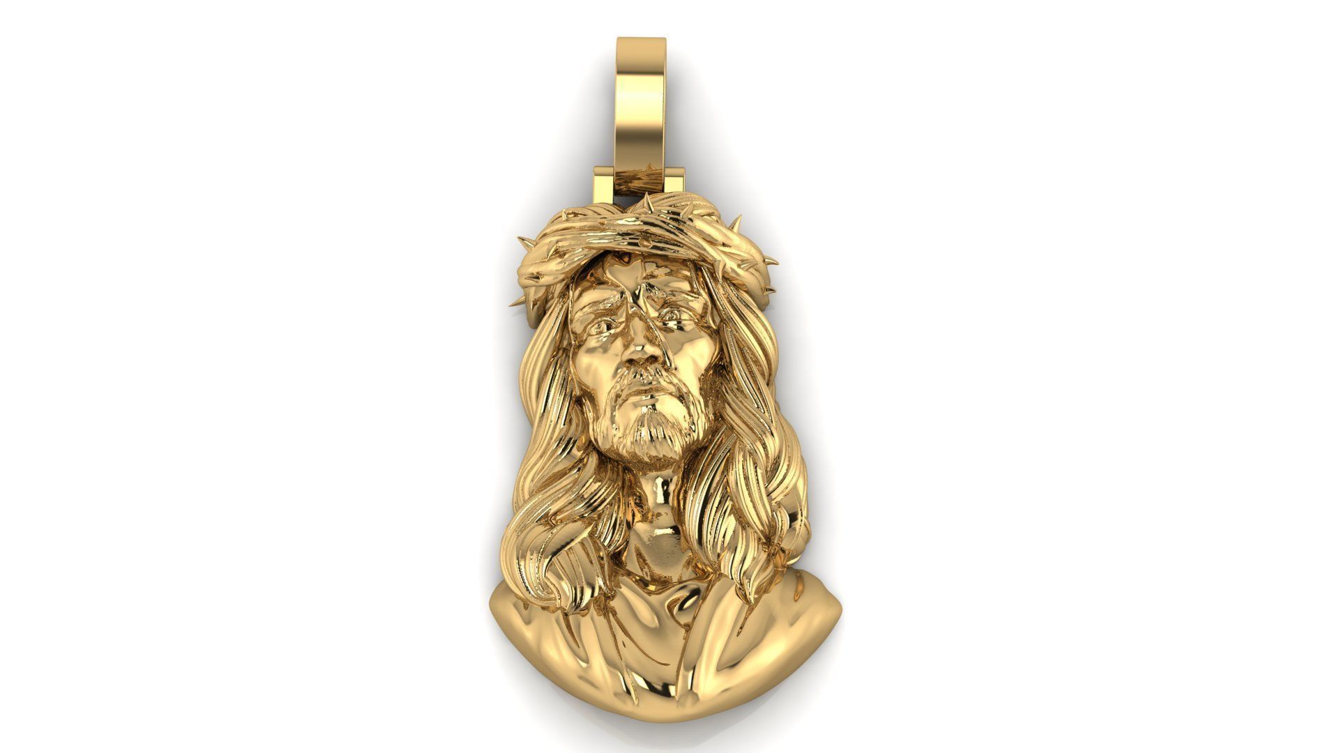 jesus pendant gold statue religion crown 2inches 2 jewelry pendants 3D print model - Mito3D