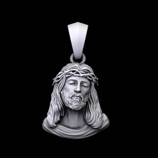 Jesus pingente 2 escultura joalheria prata esterlina imprimível criatura jóias ouro colar pingentes anjo cabeça estátua 3d print model - Mito3D
