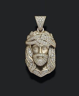 isa kolye dikenler taşlar İsa altın baş jesu mücevher takı yazdırılabilir gümüş 14k 18k Yahudi buz buzlu hiphop kalça atlama din parlak 3d print model - Mito3D