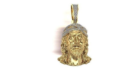 jesus pendent gold silver diamond ring jewellery white gem wedding jewel printable jewelry pendants 3d print model - Mito3D