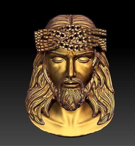 jesus pendent diamond jewelry pendants gold silver pendant relief jewel 3d stl obj 3D print model - Mito3D