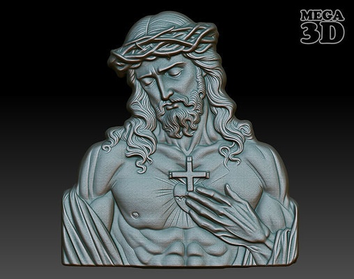 jesus retrato relevo 10 240604 santo religioso cristão pingente medalha colar cnc impressão alívio decoração joalheria artcam arte gravação esculpido marcenaria pingentes 3d print model - Mito3D