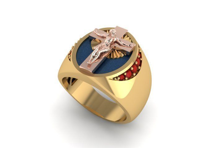jesus anel jóias ouro luxo brilhando área de trabalho anéis 3D print model - Mito3D