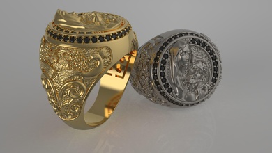 Jesus Ring Herren Schmuck Gold Diamant brillant Mode druckbar Silber Schönheit Weiß Juwel schwarz Marie 3d print model - Mito3D