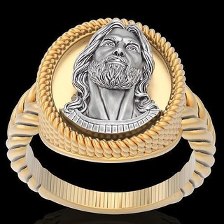jesus ring printable jewelry silver gold 3d model fashion design zbrush trend fantasy christ holy saint rings religion statue sculpture 3d print model - Mito3D