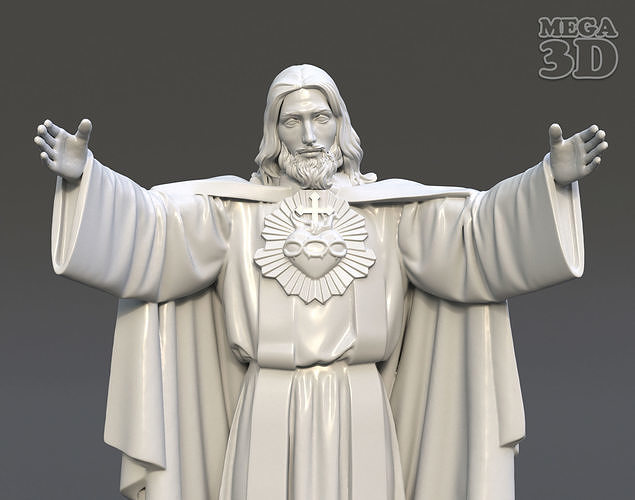 jesus heilig herz statue 220521 kirche christian katholisch stechpalme heilige kunst skulptur christus dom vater skulpturen 3D print model - Mito3D