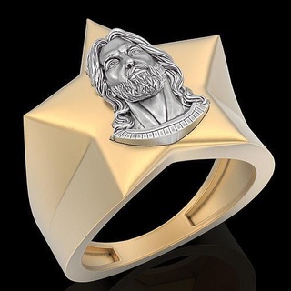 jesus star ring silver gold printable jewelry 3d model fashion sterling wedding holy saint christ marry zbrush trend fantasy jewel rings 3d print model - Mito3D