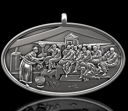jesus washing feet pendant silver printable jewelry gold necklaces 3d print model - Mito3D