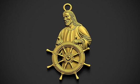 jesus wheel religious christanity god neck lace locket gold pendant cross christ sailing jewelry pendants 3d print model - Mito3D