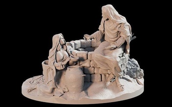 jésus femme at 3d imprimable statue christ cristo christian bible samarie sauveur seigneur dieu lds mormon sud saints jéhovah sculptures art 3d print model - Mito3D