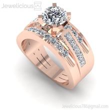 jewelicious-1089-ring rose gold engagement ring set diamonds precious luxury shining jewelry gem jewel diamond sterling printable silver fashion beauty cad carat platinum brillant rings 3d print model - Mito3D