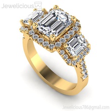 jewelicious 1150 ring smeraldo tagliare diamante fidanzamento squillare oro gioiello gioielleria gemma lusso argento stampabile brillante moda bellezza sterlina bianca cad carati platino splendente anelli 3d print model - Mito3D