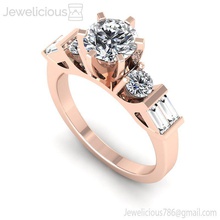 jewelicious-1168-ring rose gold diamond engagement ring baguettes jewel silver printable platinum gem fashion sterling white brilliant beauty cad carat jewelry rings 3d print model - Mito3D