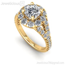 jewelicious 1265 ring rose gold diamant heiligenschein engagement ring juwel silber druckbar schmuck hochzeit platin sterling mode cad karat ringe 3d print model - Mito3D