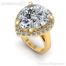 jewelicious 1374 ring halo diamant engagement bague bijou gemme bijoux imprimable argent or brillant mode beauté sterling goujat carat anneaux 3d print model - Mito3D