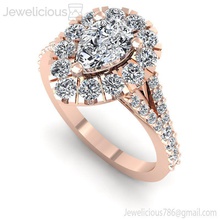 jewelicious 1392 ring birne heiligenschein diamant engagement ring rose gold juwel hochzeit schmuck druckbar silber mode sterling schönheit cad karat brillant ringe 3d print model - Mito3D