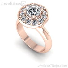jewelicious-1433-ring rose gold diamond halo engagement ring jewel platinum gem jewelry fashion sterling printable silver brilliant beauty brillant cad carat rings 3d print model - Mito3D