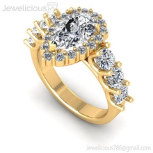 jewelicious 1439 ring pera conformado diamante compromiso anillo in rosa oro joya boda joyería imprimible plata moda belleza brillante canalla quilate anillos 3d print model - Mito3D