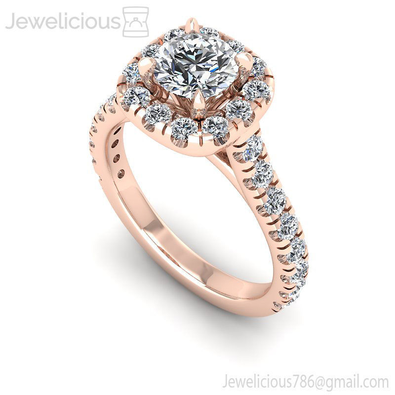 jewelicious 1450 ring rosa ouro diamante aréola noivado anel jóia joalheria imprimível prata platina esterlina brilhante moda beleza cafajeste quilate gema argolas 3D print model - Mito3D