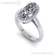 jewelicious 1469 ring oval diamante aureola compromiso anillo in rosa oro joya boda joyería imprimible plata moda belleza brillante canalla quilate anillos 3d print model - Mito3D