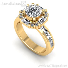 jewelicious 1493 ring rose gold engagement ring stangenbrot schnitt diamanten juwel schmuck silber diamant druckbar hochzeit brillant mode schönheit platin sterling cad karat ringe 3d print model - Mito3D