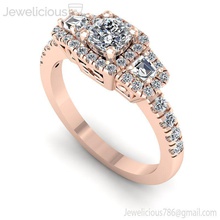 jewelicious-1561-ring three stone diamond engagement ring in rose gold jewel jewelry silver printable jewellery wedding gem fashion sterling brilliant beauty cad carat rings 3d print model - Mito3D