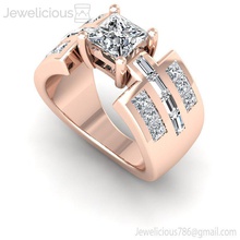jewelicious 1591 ring rosa oro compromiso anillo princesa cortar diamantes joyería joya imprimible plata quilate brillante platino moda libra esterlina blanco diamante belleza canalla anillos 3d print model - Mito3D