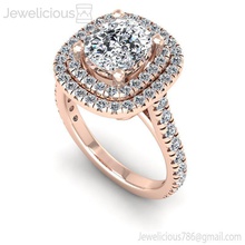 jewelicious 1603 ring rose or diamant halo engagement bague bijoux gemme platine brillant imprimable argent carat mode beauté goujat sterling anneaux 3d print model - Mito3D