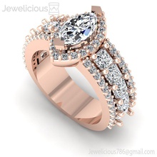 jewelicious 1635 ring marquesa diamante compromiso anillo in rosa oro joya joyería plata imprimible boda moda belleza canalla quilate anillos 3d print model - Mito3D