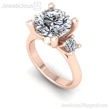 jewelicious-1821-ring diamond engagement ring in rose gold jewel jewelry silver printable jewellery wedding gem brilliant fashion beauty cad carat rings 3d print model - Mito3D