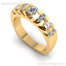 jewelicious-1863-ring gold diamond wedding ring baguette cut diamonds jewel silver printable jewellery fashion sterling brilliant engagement beauty cad carat jewelry rings 3d print model - Mito3D