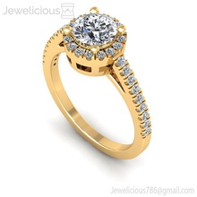 jewelicious 1916 ring halo diamant engagement bague or bijou gemme mariage bijoux imprimable argent mode beauté brillant goujat carat anneaux 3d print model - Mito3D