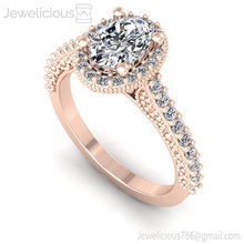jewelicious 1930 ring oval diamant heiligenschein engagement ring rose gold juwel hochzeit schmuck druckbar silber mode schönheit brillant cad karat ringe 3d print model - Mito3D