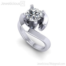 jewelicious-1956-ring jóia gem o engajamento de casamento jóias diamante printable anel prata ouro da forma moda beleza brilhantes cad quilate a anéis 3d print model - Mito3D