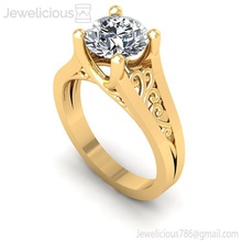 jewelicious-1958-ring mücevher gem nişan düğün elmas yazdırılabilir yüzük Gümüş altın moda güzellik parlak cad karat takı 3d print model - Mito3D